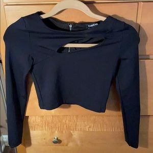 Bebe black crop top with cut out